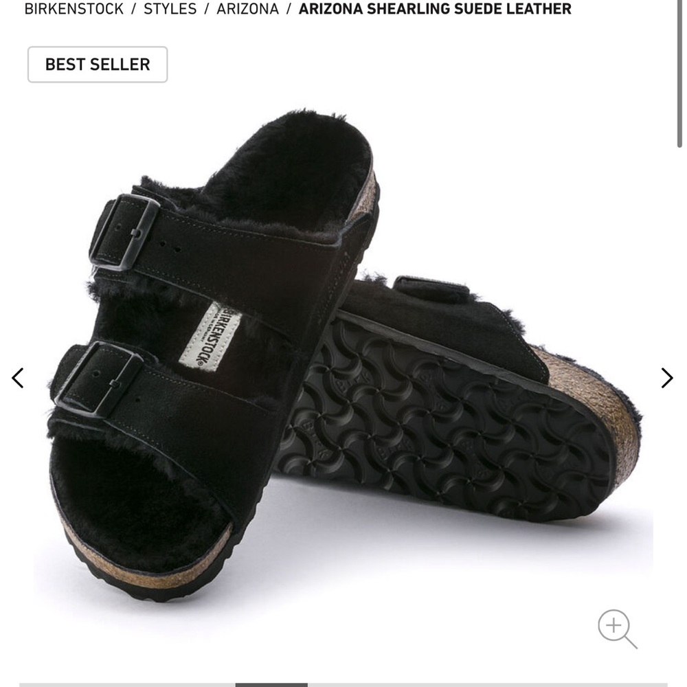 Brand new Birkenstock Arizona shearling black sandals